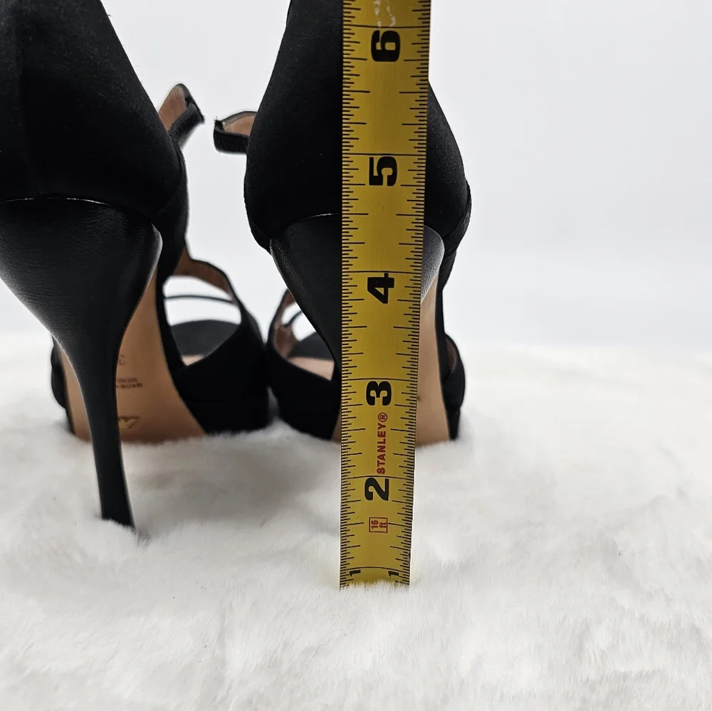 Emporio Armani black evening satin peep toe strappy slip on high heels 5.5 - Picture 5 of 12